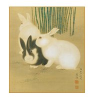 定型色紙「木賊に兎図」 - 禅カレンダーの千眞工藝ショップ｜京都から