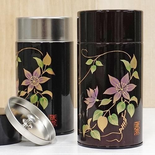 本金蒔絵 茶缶200g 鉄線花