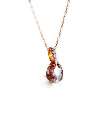  Diamond Necklace Pearshape Brown K18