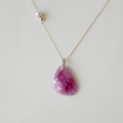Pink Sapphire Necklace _Drop Stone
