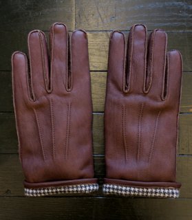 GH LEATHER GLOVE[BROWN×CHECK]