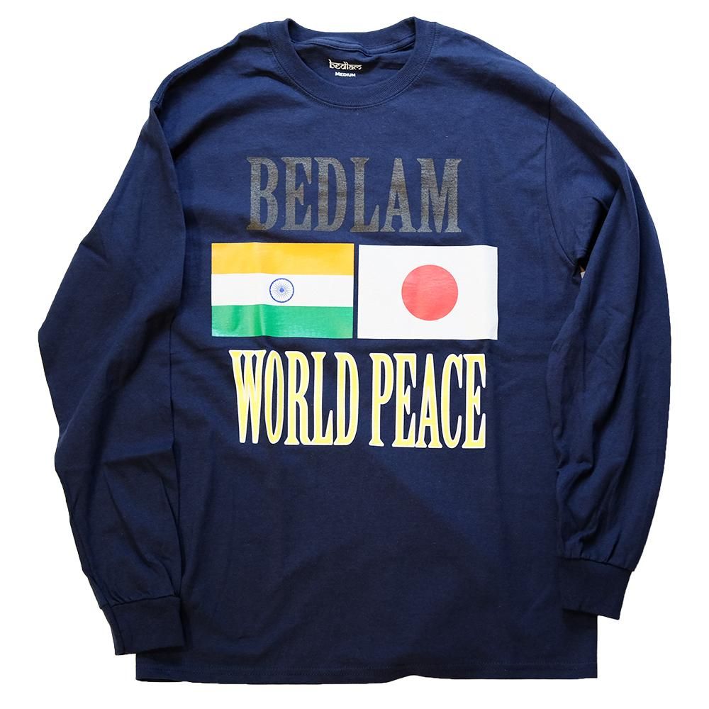 BEDLAM "WORLD PEACE" L/S TEE NAVY bedlam ロンT
