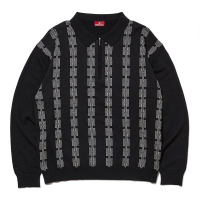 <img class='new_mark_img1' src='https://img.shop-pro.jp/img/new/icons5.gif' style='border:none;display:inline;margin:0px;padding:0px;width:auto;' />HELLRAZOR [CHAIN HALF ZIP KNIT SWEATER] (BLACK)