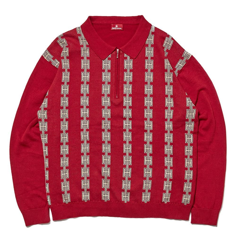 HELLRAZOR ヘルレイザー [CHAIN HALF ZIP KNIT SWEATER] (BURGUNDY ...