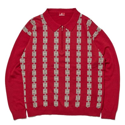 <img class='new_mark_img1' src='https://img.shop-pro.jp/img/new/icons5.gif' style='border:none;display:inline;margin:0px;padding:0px;width:auto;' />HELLRAZOR [CHAIN HALF ZIP KNIT SWEATER] (BURGUNDY)