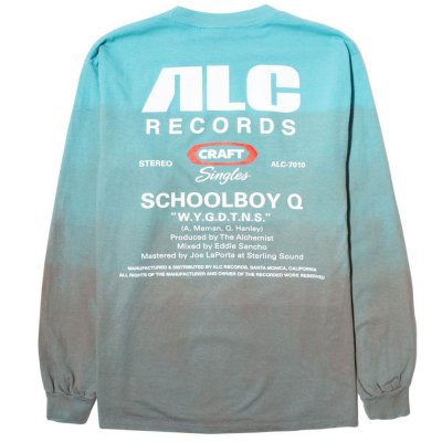 ALC RECORDS [CRAFT SINGLES #10 - SCHOOLBOY Q L/S TEE] (FISH TANK DIP DYE)