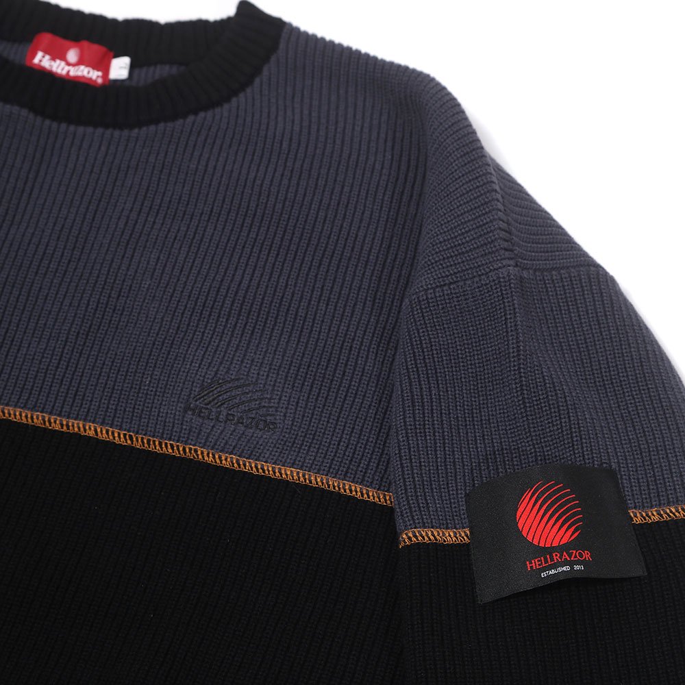 HELLRAZOR [BIG STRIPE CREW KNIT] (BLACK)