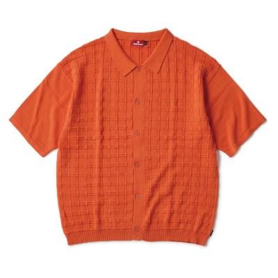 HELLRAZOR [SQUARE S/S BUTTON KNIT] (ORANGE)