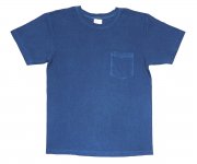 waai/ポケット有り 藍染Tシャツ 半袖 無地 藍