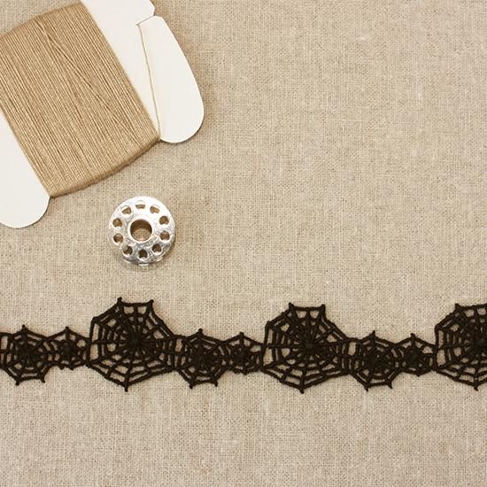 【最終値下げ】クモの巣デザイン 半幅帯 黒 05752クモの巣OG-黒【10cm】【デザインレースユキ】