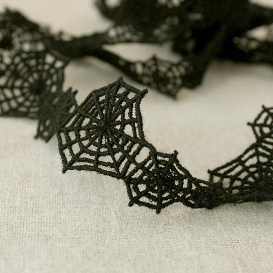 【最終値下げ】クモの巣デザイン 半幅帯 黒 05752クモの巣OG-黒【10cm】【デザインレースユキ】