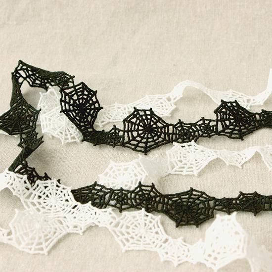 36214クモの巣-C-黒【1m】【デザインレースユキ】