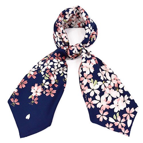 しだれ桜(CFD-021) 伝統横濱スカーフ 大判 シルクツイル スカーフ （全3色）