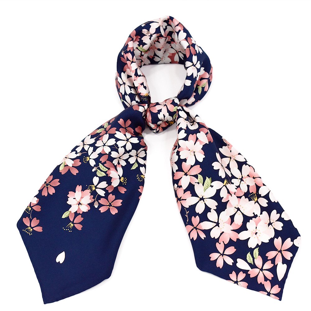 しだれ桜(CFD-021) 伝統横濱スカーフ 大判 シルクツイル スカーフ （全3色）の画像1