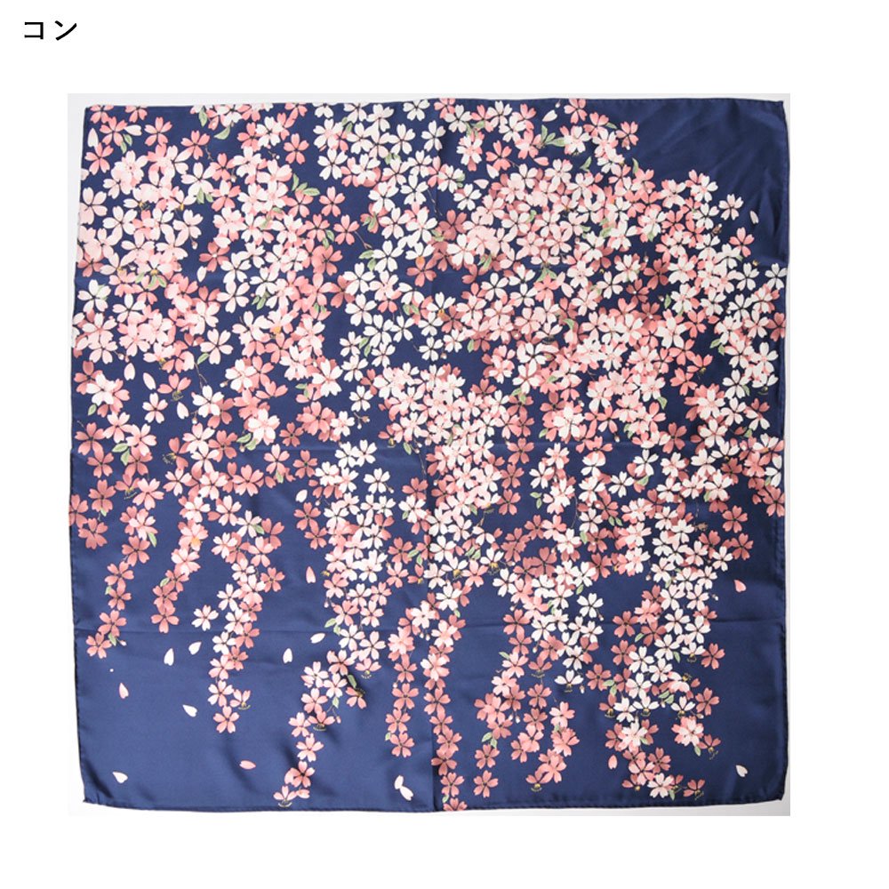 しだれ桜(CFD-021) 伝統横濱スカーフ 大判 シルクツイル スカーフ （全3色）の画像2