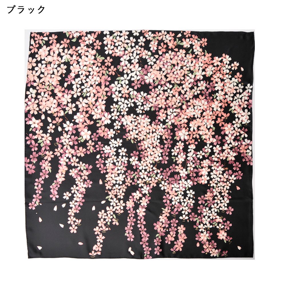 しだれ桜(CFD-021) 伝統横濱スカーフ 大判 シルクツイル スカーフ （全3色）の画像8