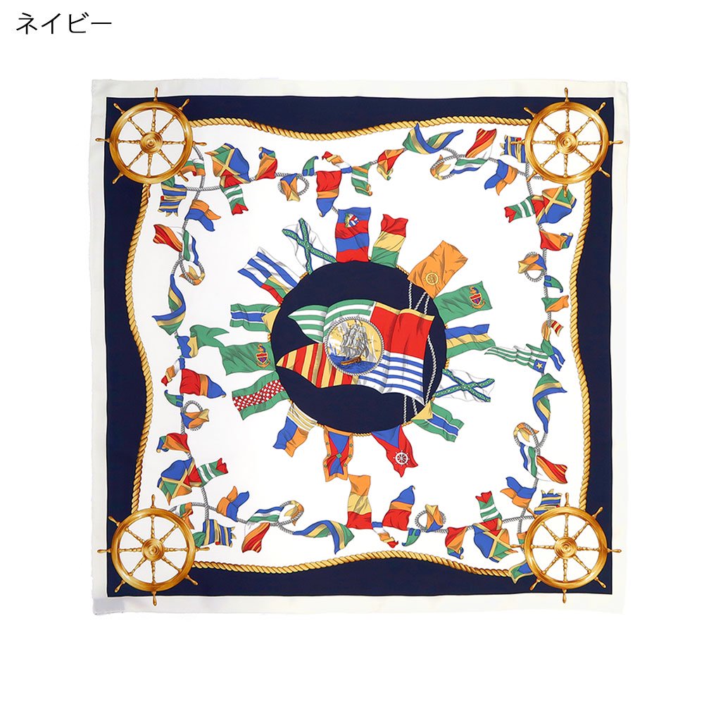 マリンフラッグ(CM3-279) Marcaオリジナル 大判 シルクツイル スカーフ （全3色）の画像3