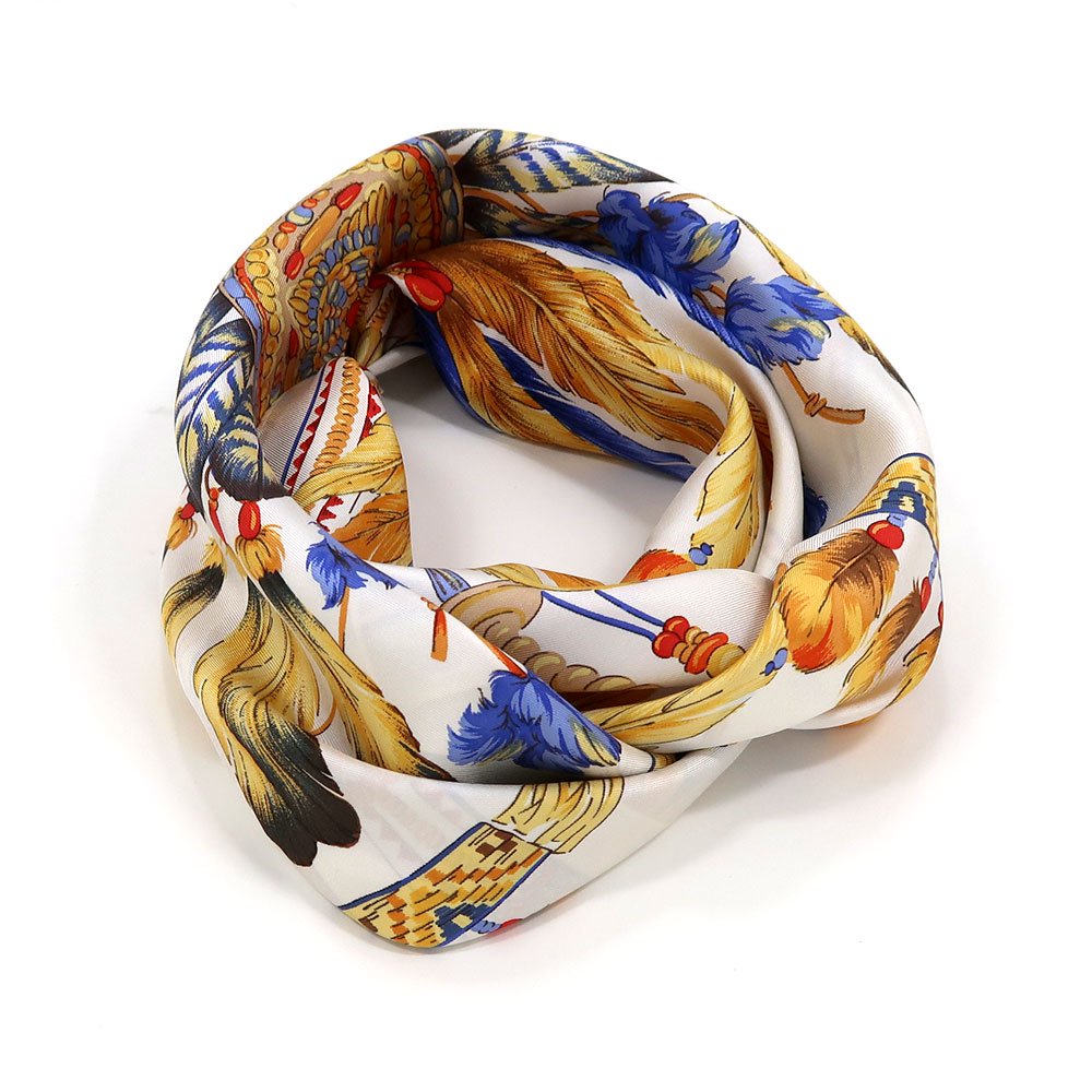 羽根飾り(CM5-156T) Marcaオリジナル 大判 シルクツイル スカーフ （全2色） 僅少の画像1