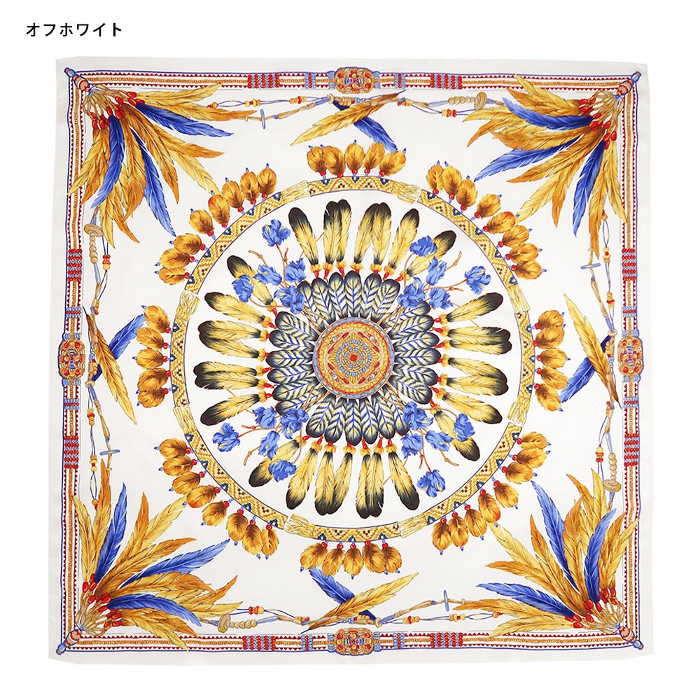 羽根飾り(CM5-156T) Marcaオリジナル 大判 シルクツイル スカーフ （全2色） 僅少の画像2
