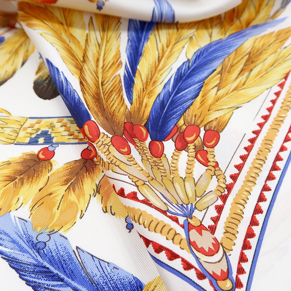 羽根飾り(CM5-156T) Marcaオリジナル 大判 シルクツイル スカーフ （全2色）の画像4