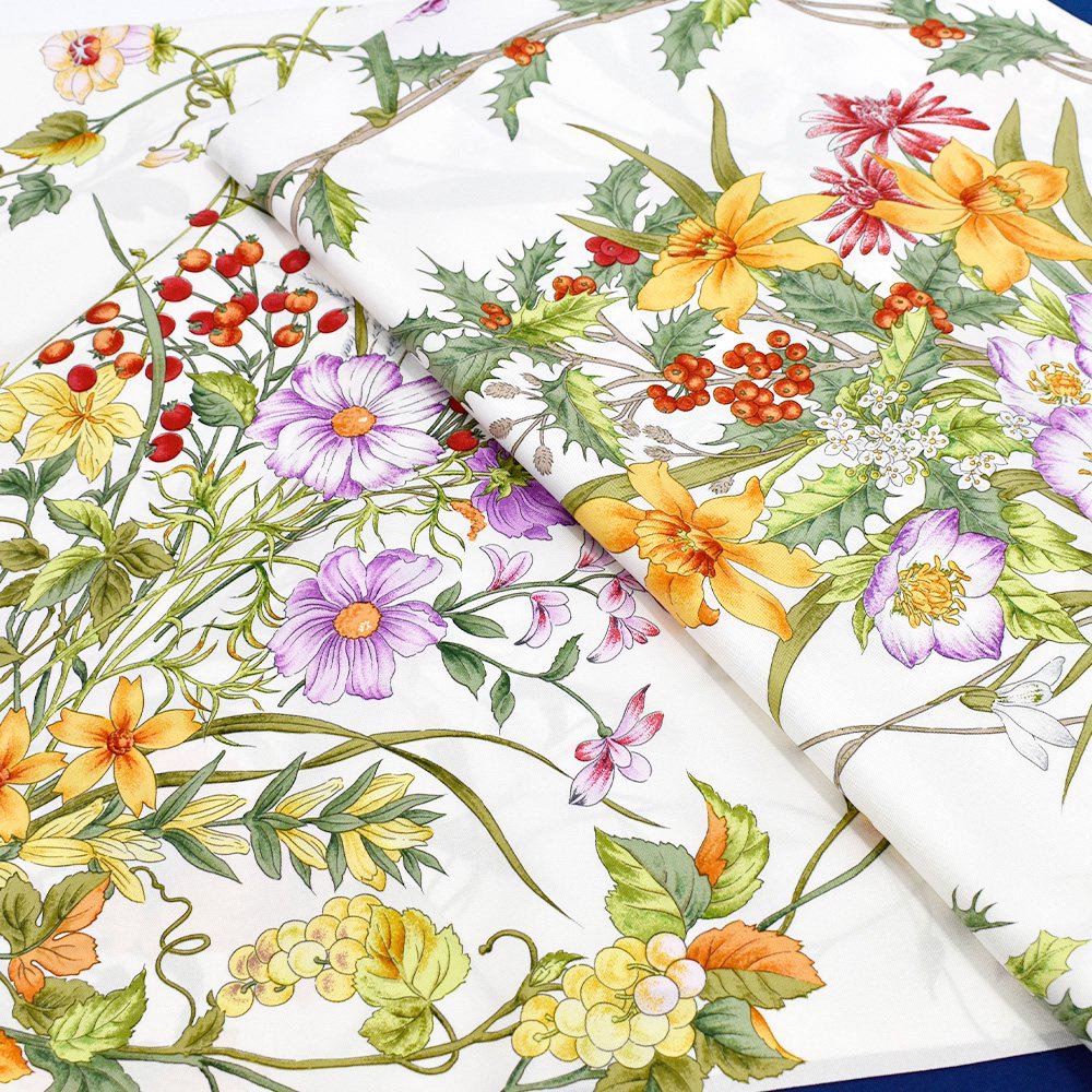四季のツリー花(CFE-224) 伝統横濱スカーフ 大判 シルクツイル スカーフ （全4色）の画像11