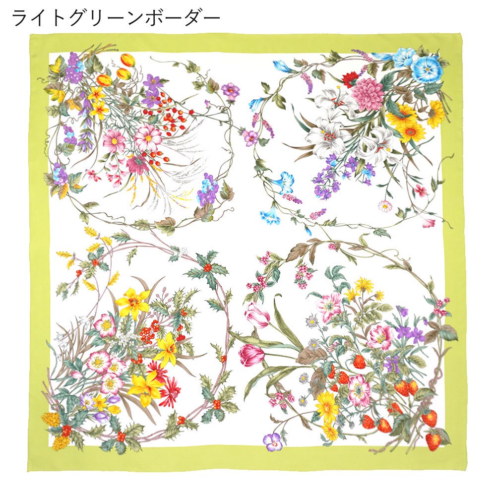 四季のツリー花(CFE-224) 伝統横濱スカーフ 大判 シルクツイル スカーフ （全4色）の画像2