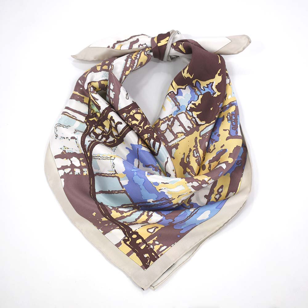 馬車道/ガス灯(FMH-227) 伝統横濱スカーフ 小判 シルクスカーフ （全3色）の画像9