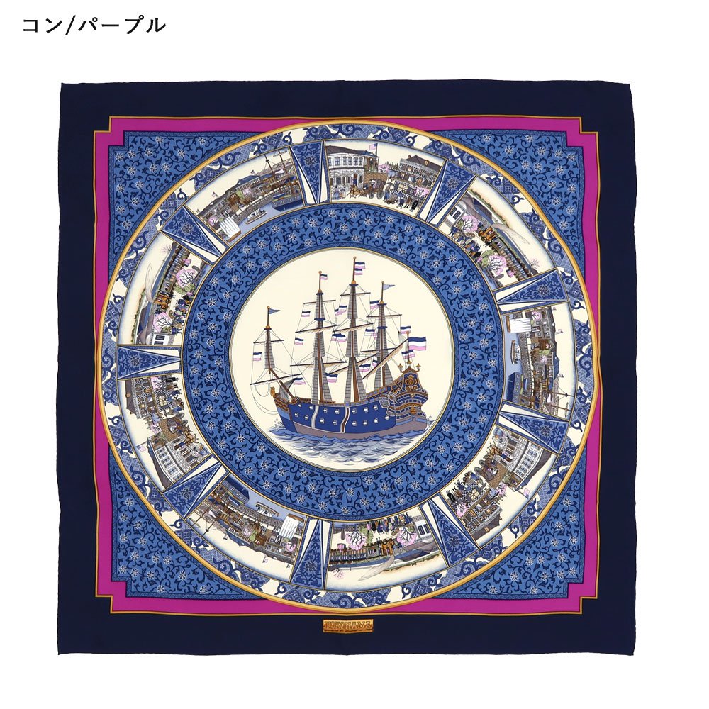 海岸通之図(CX1-910) 伝統横濱スカーフ 大判 シルクツイル スカーフ （全2色）の画像2