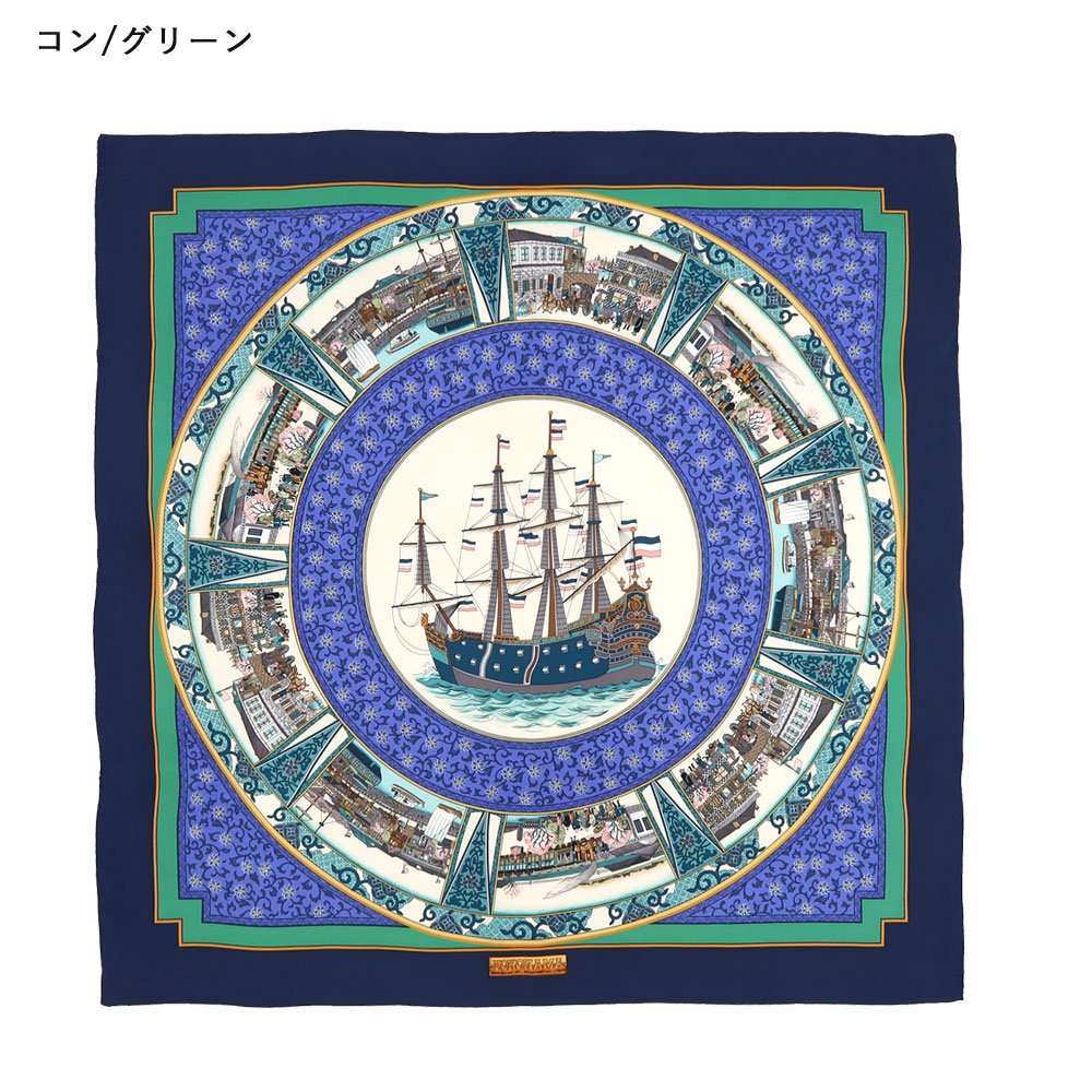 海岸通之図(CX1-910) 伝統横濱スカーフ 大判 シルクツイル スカーフ （全2色）の画像8