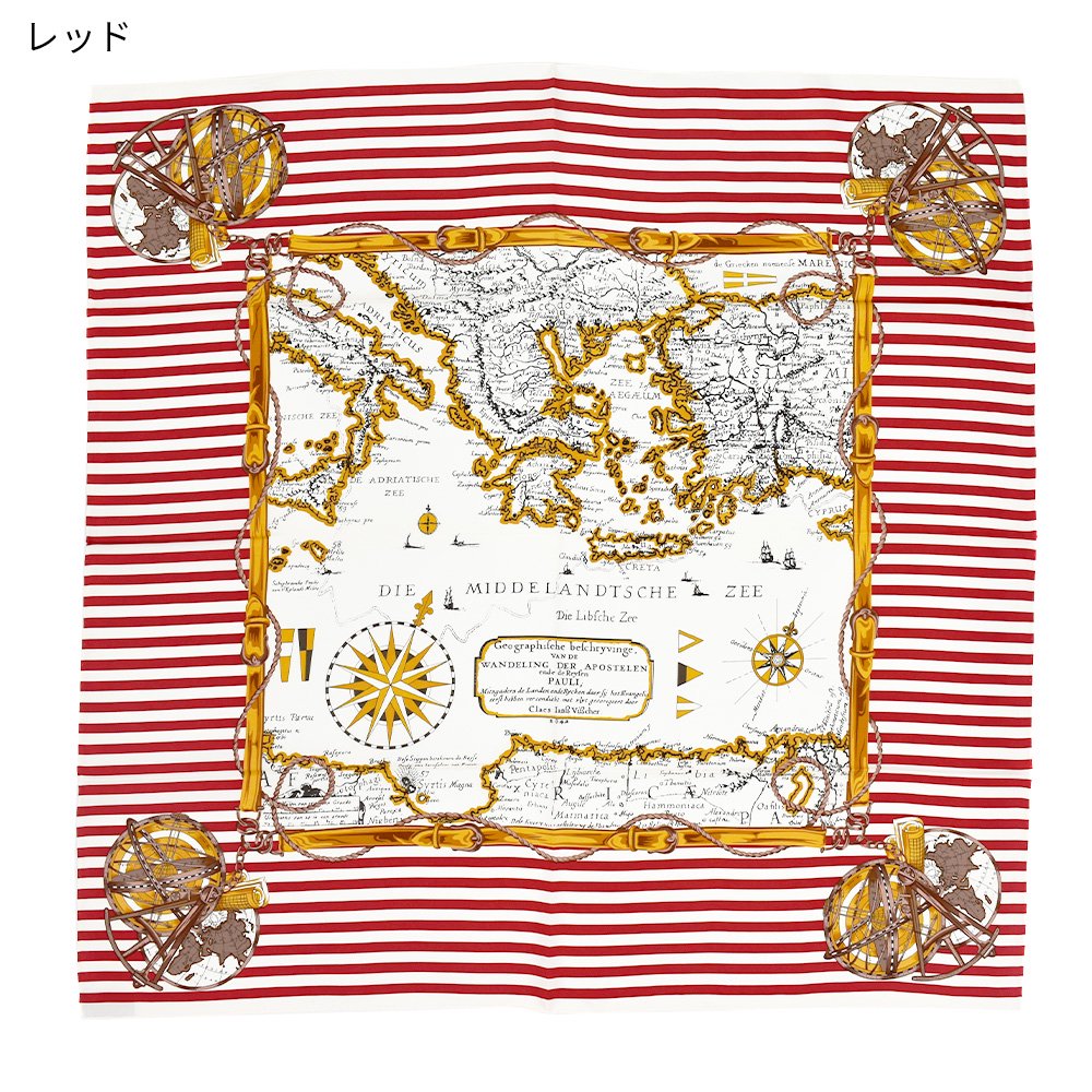 古地図(CHJ-188) Marcaオリジナル 大判 シルクツイル スカーフ （全2色）の画像6