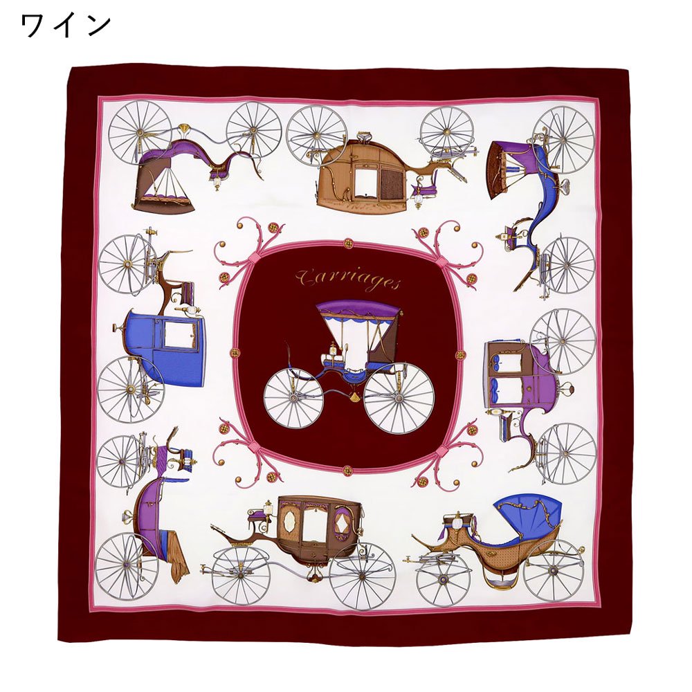 四輪馬車(CEE-225) 伝統横濱スカーフ 大判 シルクツイル スカーフ （全3色）の画像2