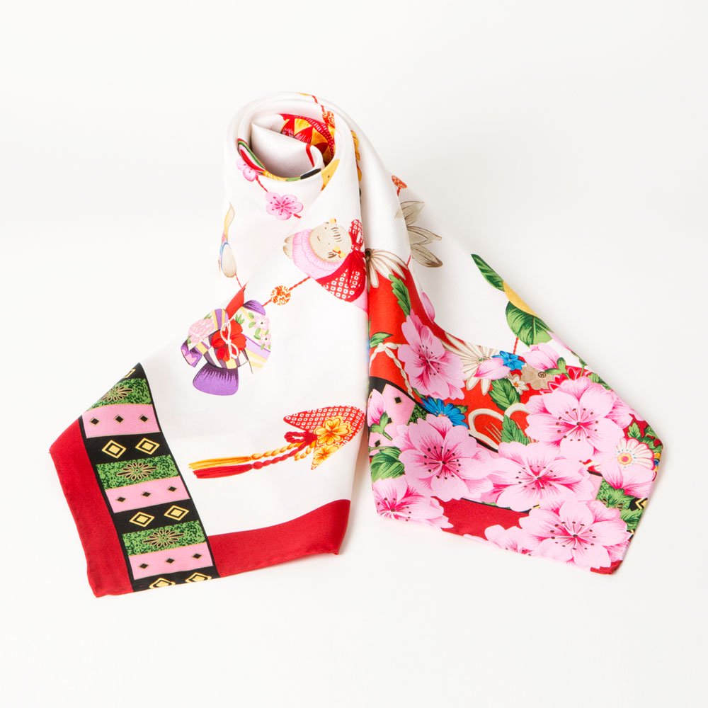 吊るし雛飾り(CMO-094) 伝統横濱スカーフ 大判 シルクツイル スカーフ (無病息災良縁)の画像2