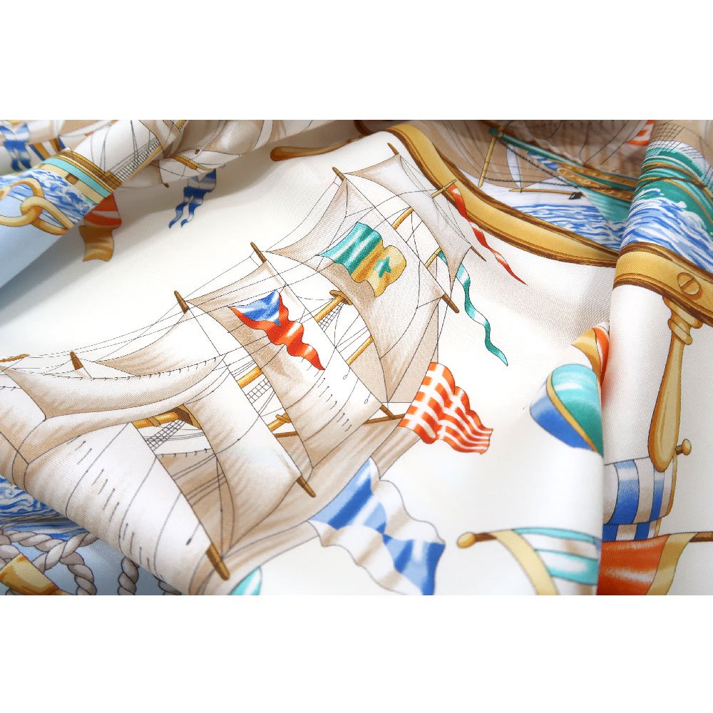 帆船(CM9-339) 伝統横濱スカーフ 大判 シルクツイル スカーフ （全3色）の画像13