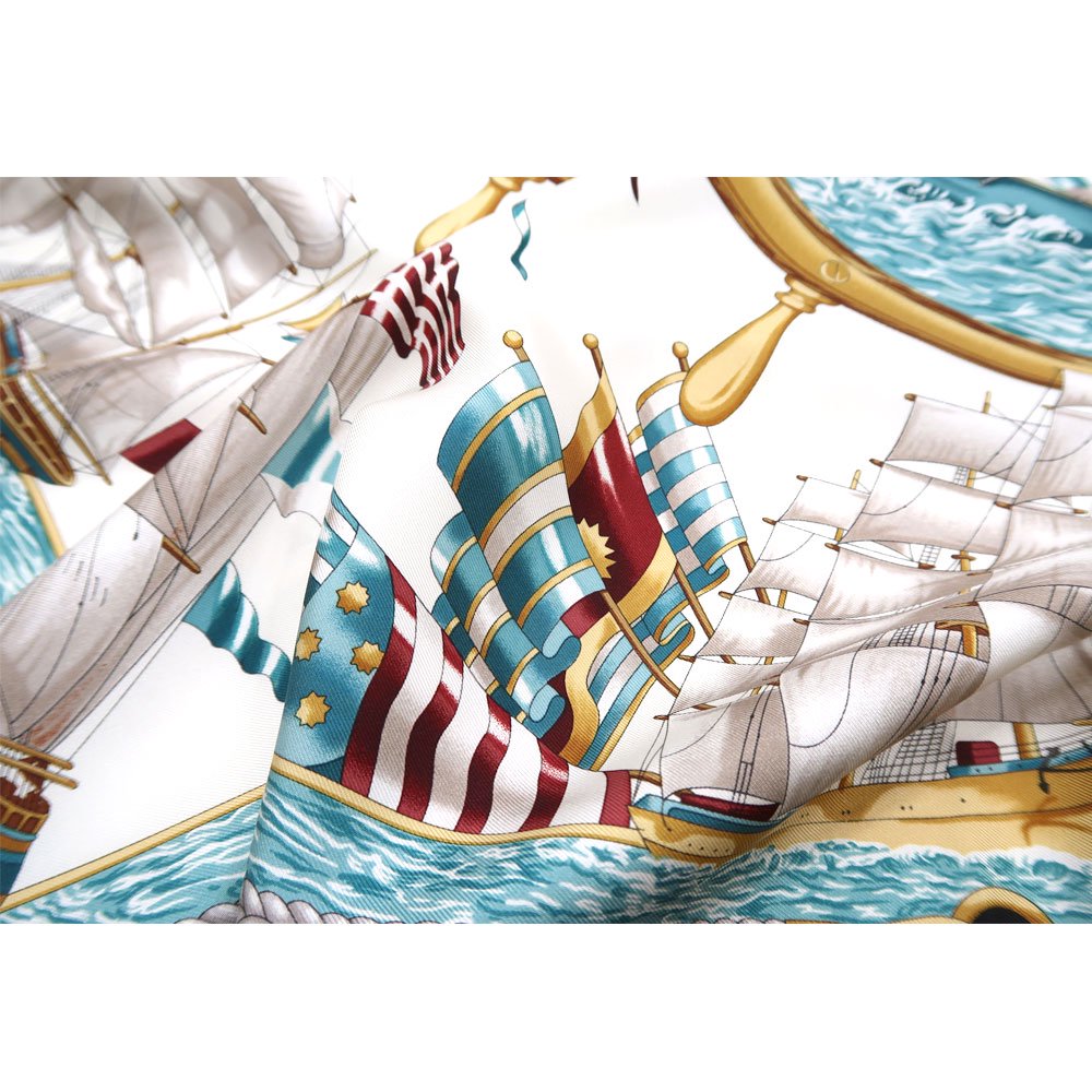 帆船(CM9-339) 伝統横濱スカーフ 大判 シルクツイル スカーフ （全3色）の画像6