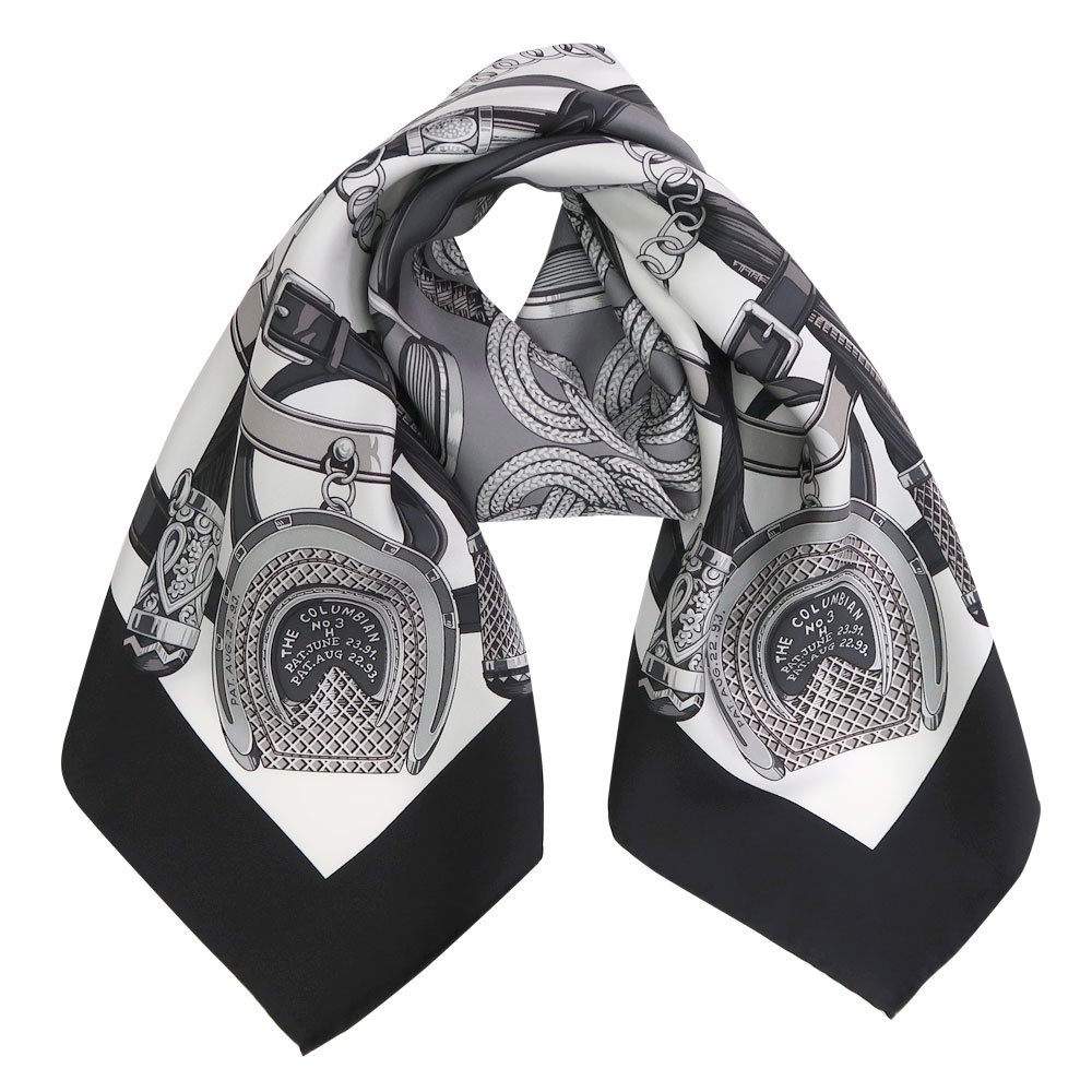蹄鉄とステッキ(CM5-381)Marcaオリジナル大判絹綾織りスカーフ全2色