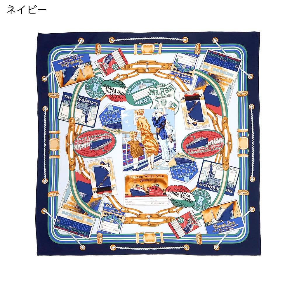 ボヤージュ(CM7-056) Marcaオリジナル 大判 シルクツイル スカーフ （全4色）の画像3