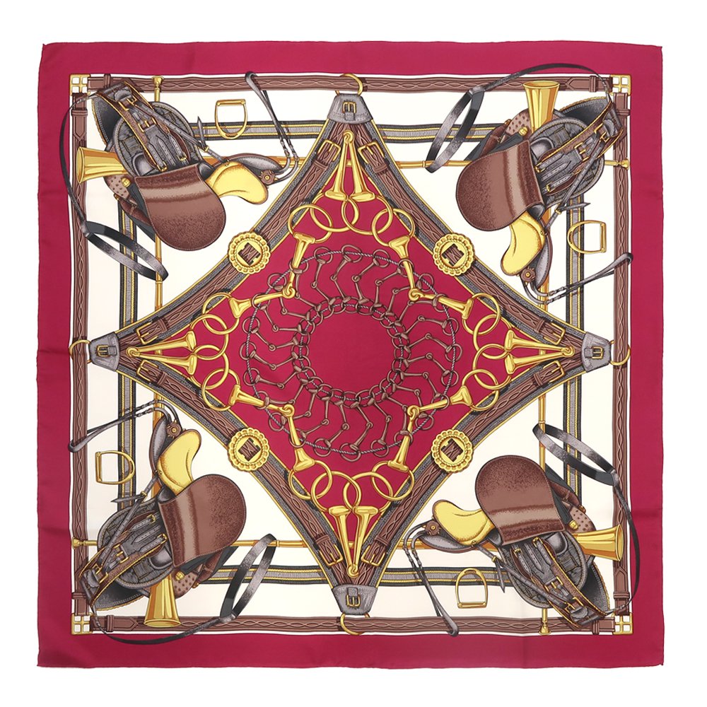 ホースサドル (CM7-029)  Marcaオリジナル 大判 シルクツイル スカーフ  （全2色） 僅少の画像5