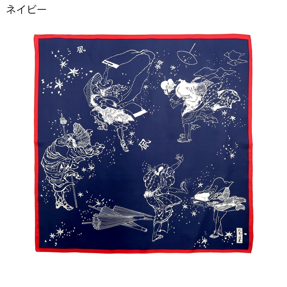 風のいたずら(BMS-008) 葛飾北斎 Marcaオリジナル 小判スカーフ シルクツイル （全2色）の画像5