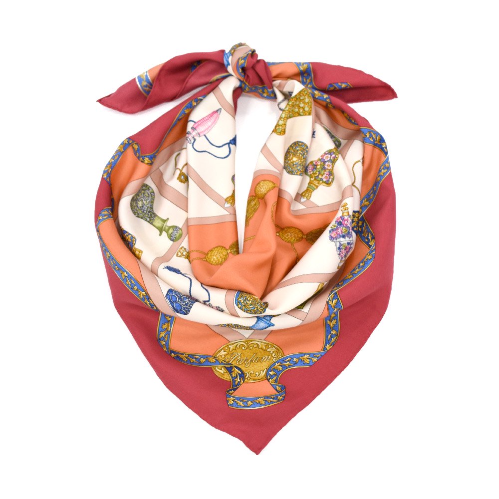 香水瓶 (CM5-329) 伝統横濱スカーフ 大判 シルクツイル スカーフ （全3色）