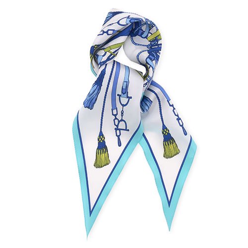 タッセル＆チャーム 菱形スカーフ (FET-061) Marcaオリジナル シルクツイル スカーフ （全2色）