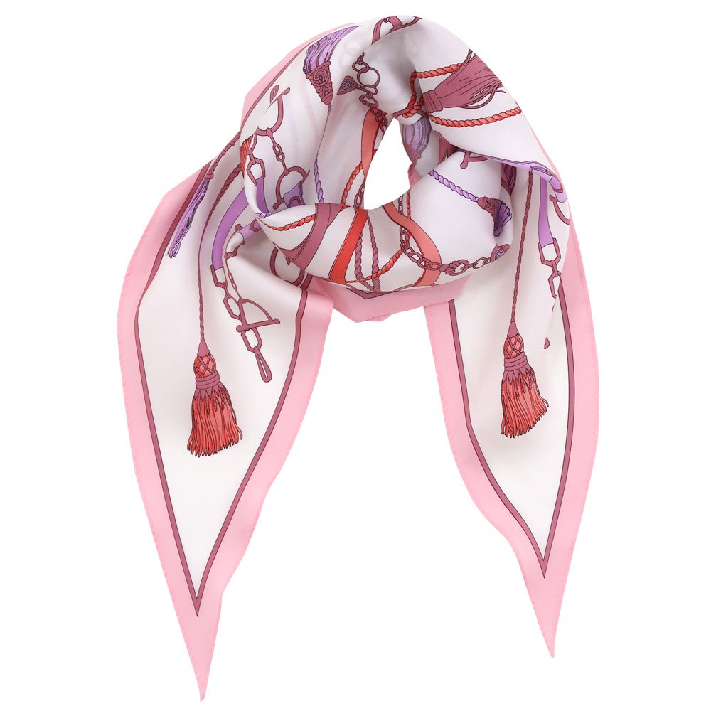 タッセル＆チャーム 菱形スカーフ (FET-061) Marcaオリジナル シルクツイル スカーフ （全2色）の画像5