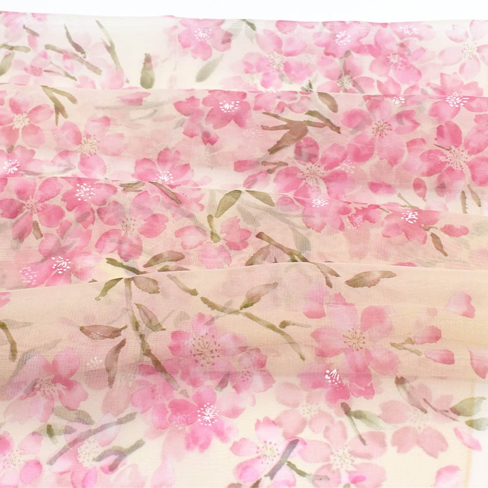 桜 (LMH-088) 伝統横濱スカーフ  シルクローン ロングスカーフ （全2色）の画像4