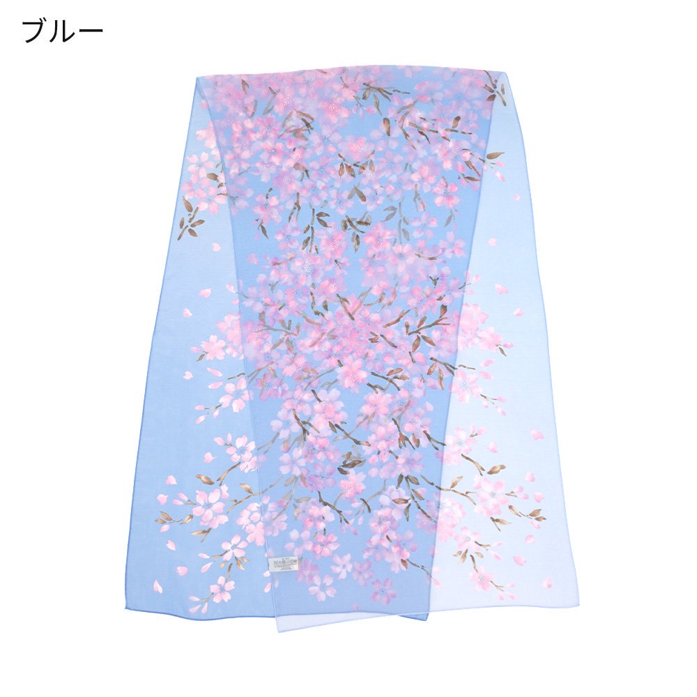 桜 (LMH-088) 伝統横濱スカーフ  シルクローン ロングスカーフ （全2色）の画像9