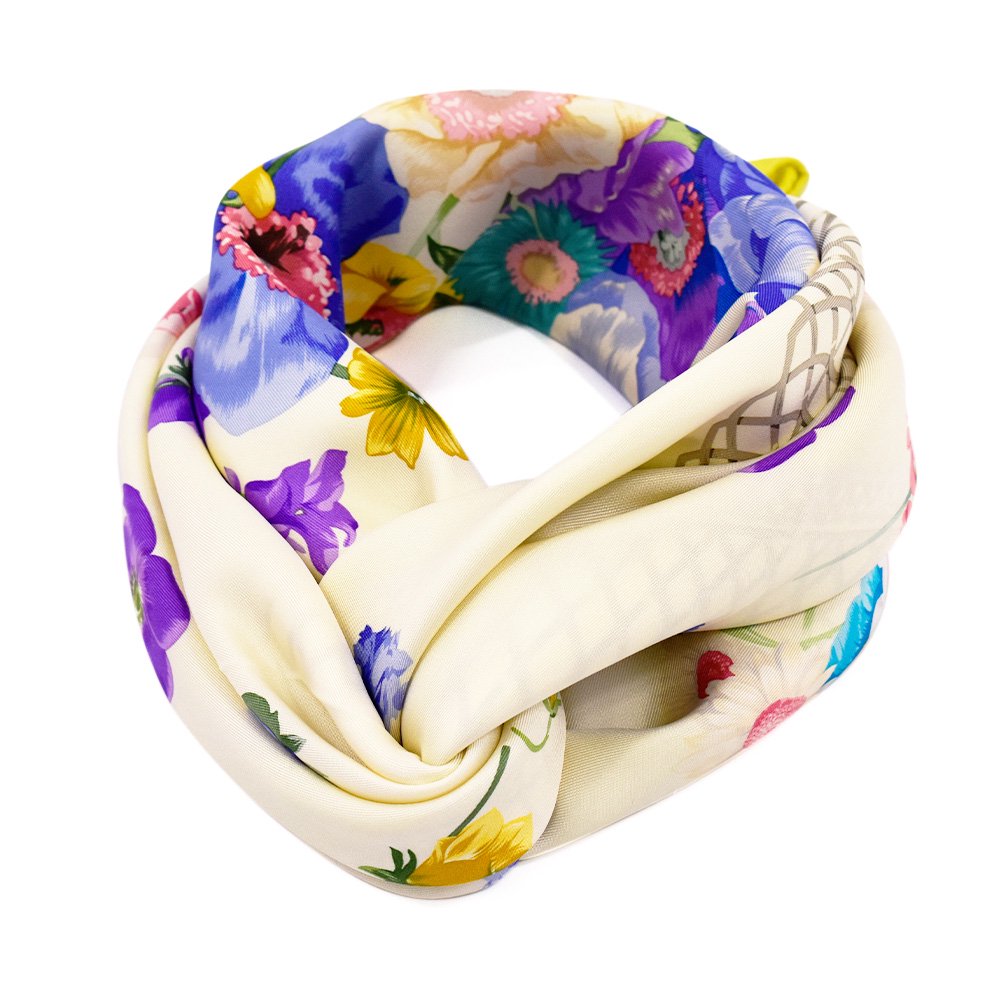 田園の花(CM6-818) 伝統横濱スカーフ 大判 シルクツイル スカーフ （全3色）の画像10