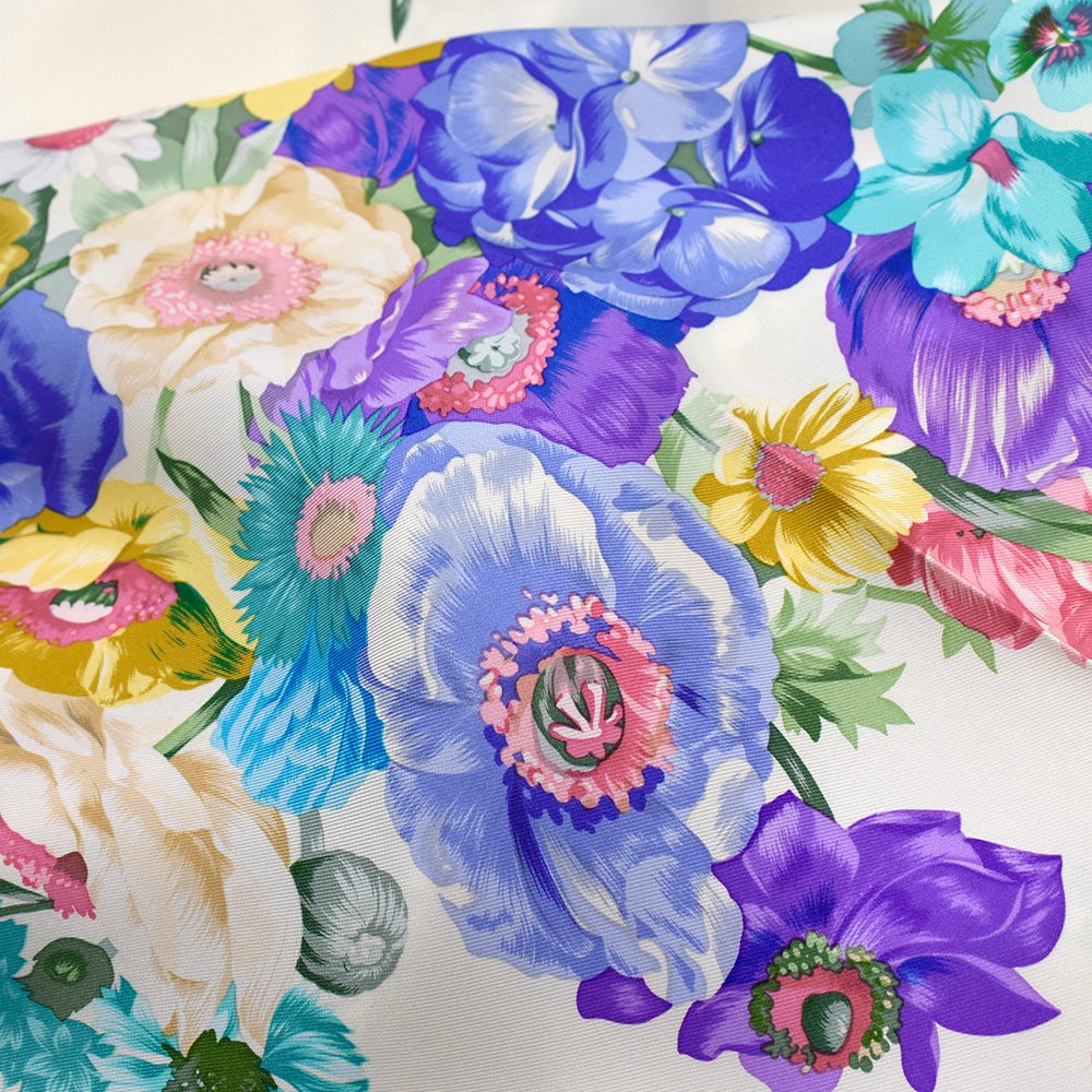 田園の花(CM6-818) 伝統横濱スカーフ 大判 シルクツイル スカーフ （全3色）の画像12