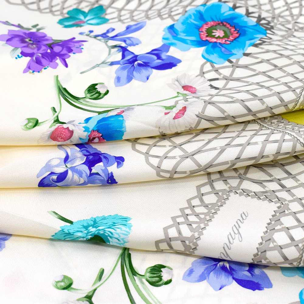 田園の花(CM6-818) 伝統横濱スカーフ 大判 シルクツイル スカーフ （全3色）の画像13