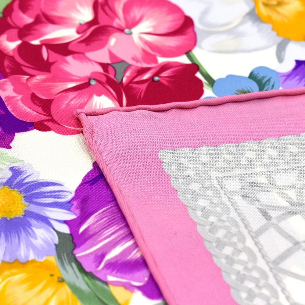 田園の花(CM6-818) 伝統横濱スカーフ 大判 シルクツイル スカーフ