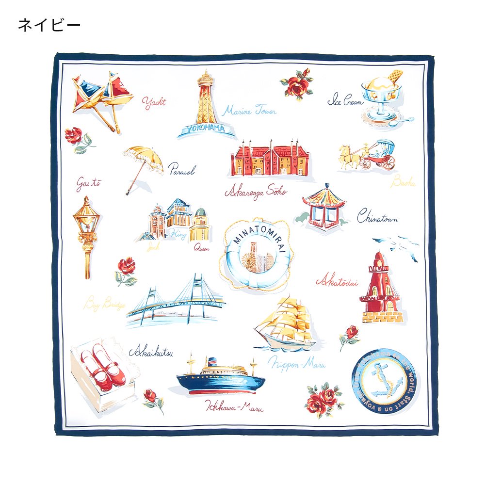 YOKOHAMA(FEH-267T) 伝統横濱スカーフ 小判 シルクツイル スカーフ （全1色）の画像2