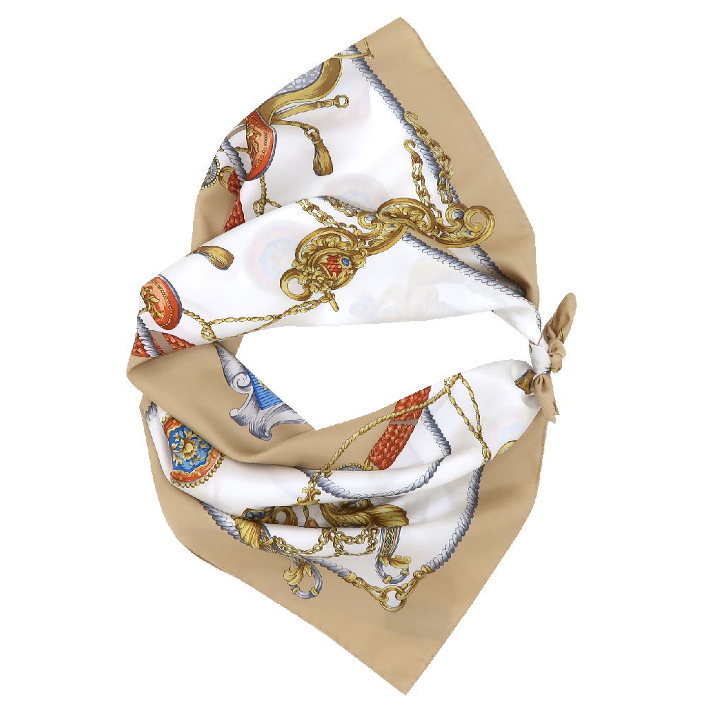クツワと鞍(CM4-083) Marcaオリジナル 大判  シルクツイル スカーフ （全2色）の画像9