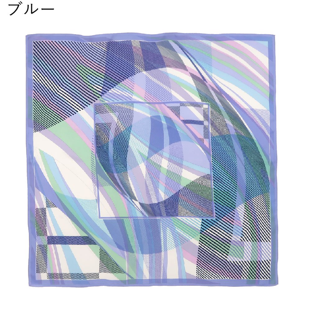 幾何チェックミックス(CGF-157) Marcaオリジナル 大判 シルクツイル スカーフ （全2色）の画像2